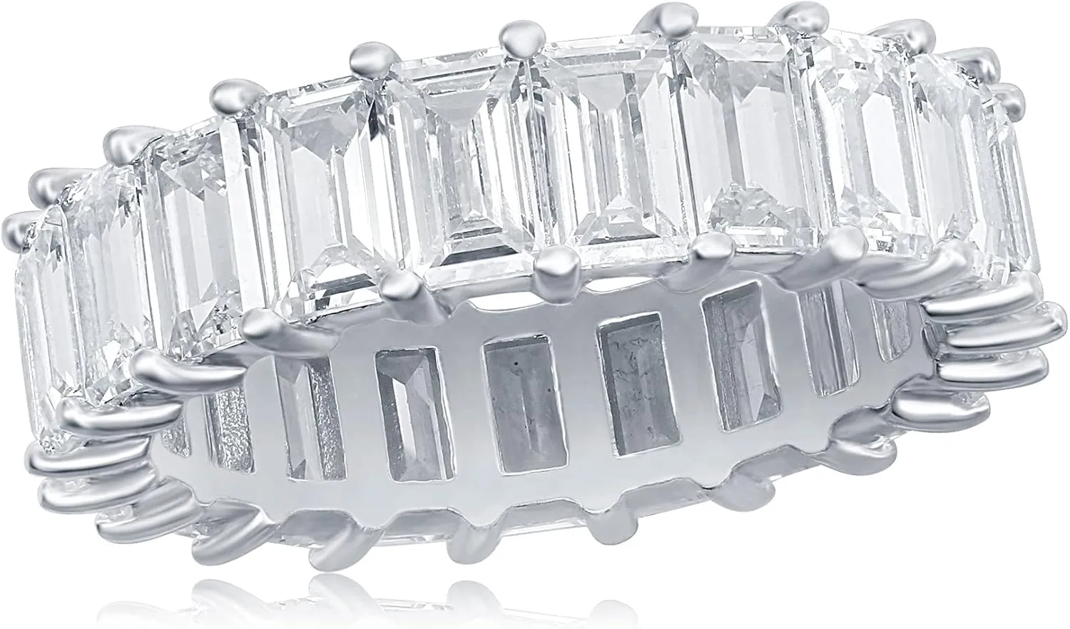NYC Sterling Sterling Silver Emerald Cut Eternity Band Ring - Cubic Zirconia