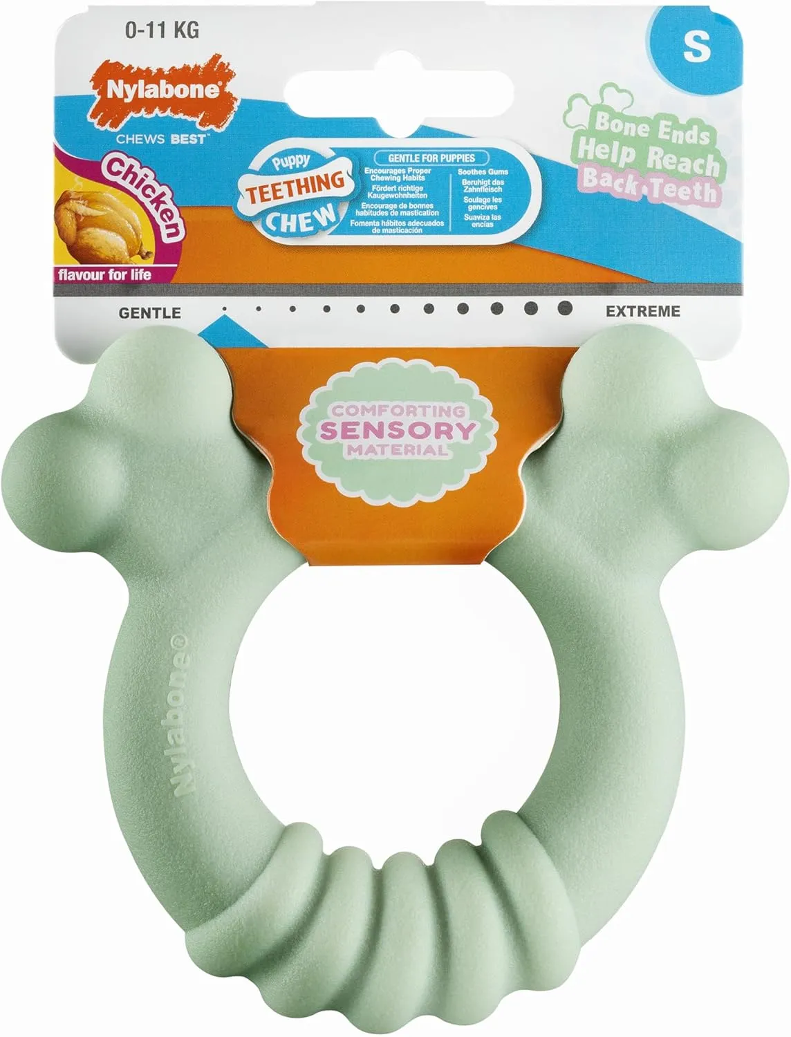 Nylabone, Puppy Teether Sensory Chew Toy Chicken Small - For Puppies up to 11kg