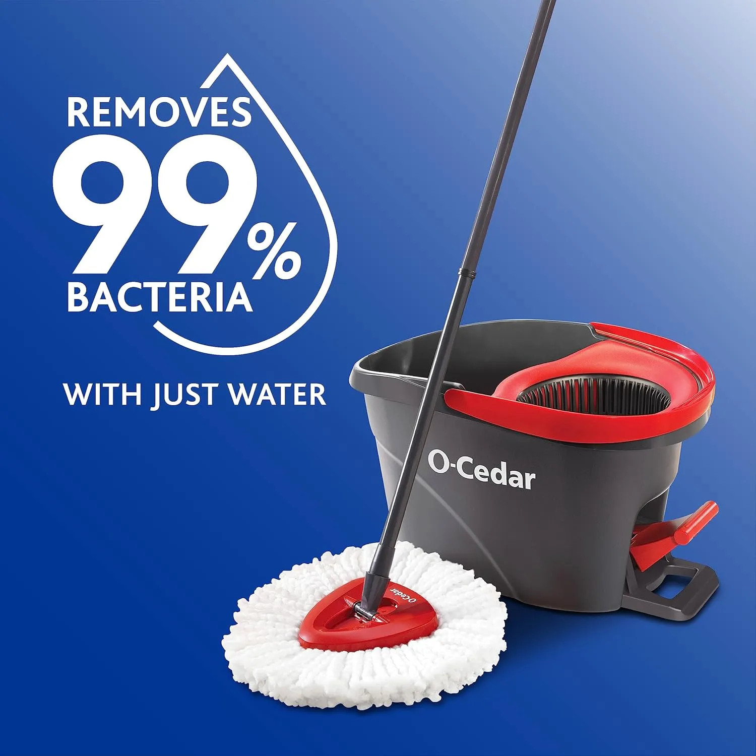 O-Cedar EasyWring Microfiber Spin Mop & Bucket Floor Cleaning System   2 Extra Refills, Red/Gray