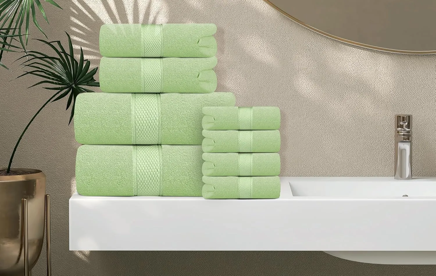 Oakias Premium Towel Set 600 GSM 6 Piece Green - 100% Ring Spun Cotton Highly Absorbent Towels Set - Super Soft Bathroom Towel Set - Hotel Quality Double Stitched Hem - Ideal for Hotels, Spa, Gyms