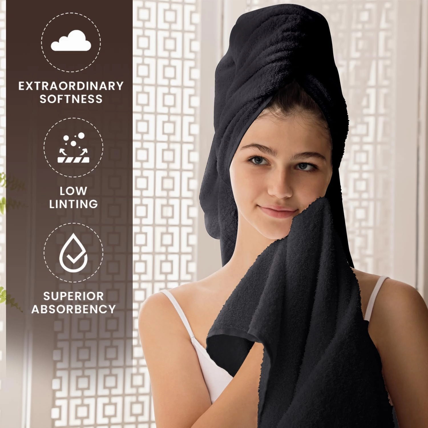 Oakias Premium Towel Set 600 GSM 6 Piece Dark Grey - 100% Ring Spun Cotton Highly Absorbent Towels Set - Super Soft Bathroom Towel Set - Hotel Quality Double Stitched Hem - Ideal for Hotels, Spa, Gyms