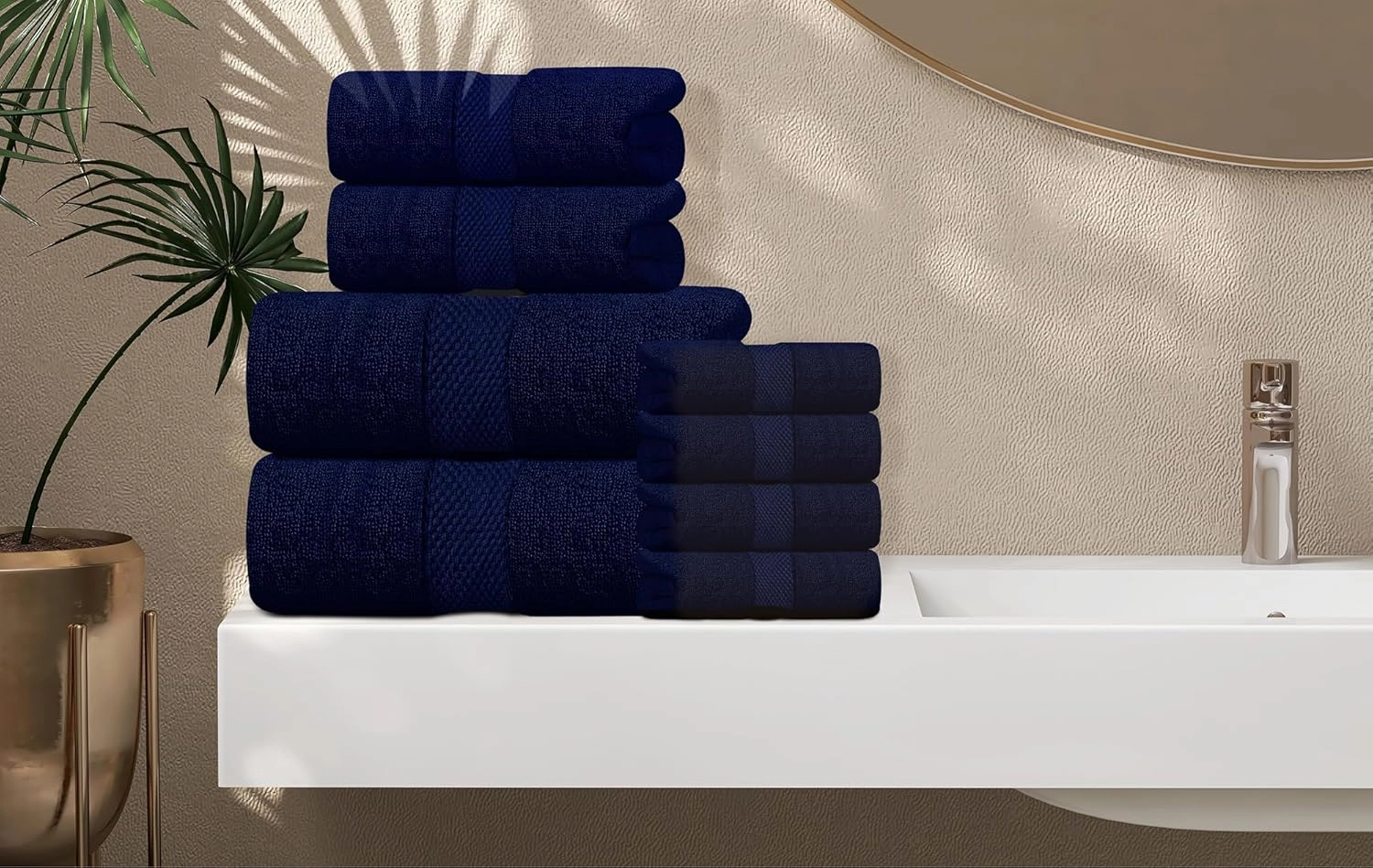 Oakias Premium Towel Set 600 GSM 6 Piece Navy Blue - 100% Ring Spun Cotton Highly Absorbent Towels Set - Super Soft Bathroom Towel Set - Hotel Quality Double Stitched Hem - Ideal for Hotels, Spa, Gyms