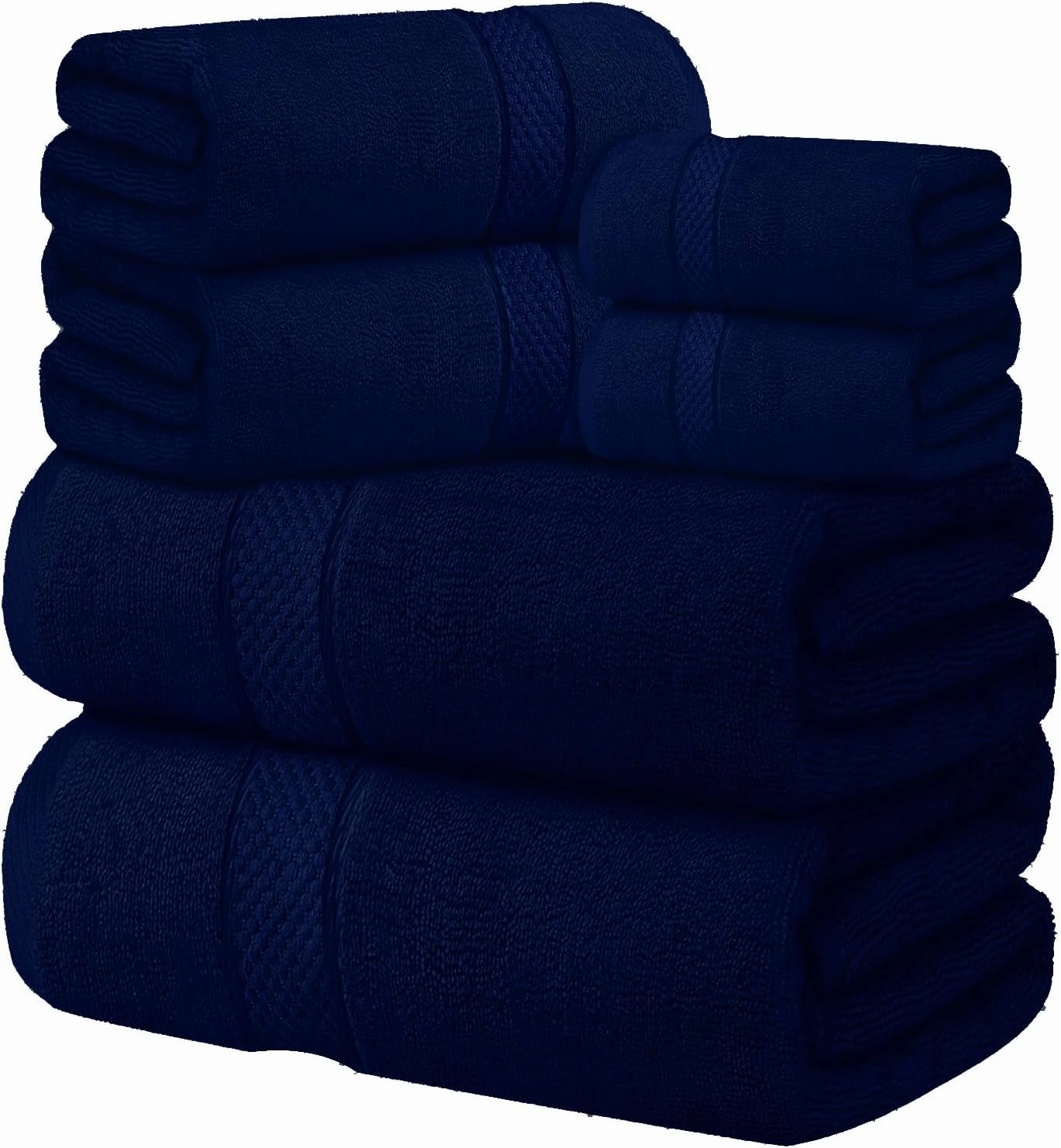 Oakias Premium Towel Set 600 GSM 6 Piece Navy Blue - 100% Ring Spun Cotton Highly Absorbent Towels Set - Super Soft Bathroom Towel Set - Hotel Quality Double Stitched Hem - Ideal for Hotels, Spa, Gyms