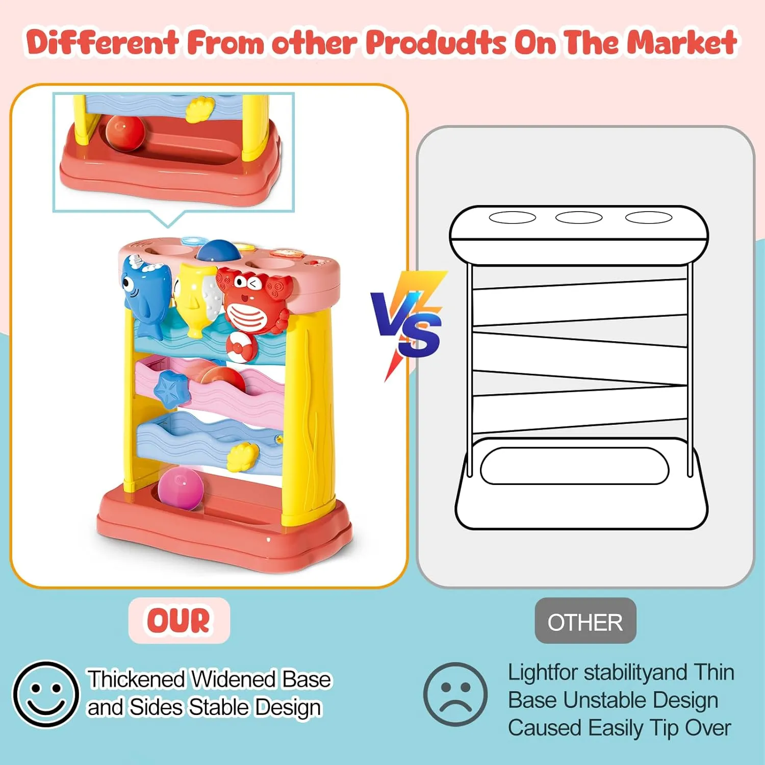 OCHIDO Toys for 1 2 3 Years Old Girls, Toddler Musical Toys for 6-12-18-24 Months, Interactive Toys with Light & Sound, Montessori Toys, Christmas Birthday Gifts for Baby Age 1-2 Years Old