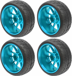 OD 2.55" Rubber Tires & Metal Wheel Rims 12mm Hex Hub Compatible with HSP Tamiya HPI Kyosho 1/10 On-Road Touring Car WLtoys 1/14 144001 Traxxas 1/16 Slash 1/18 A959B RC Buggy (Blue)