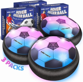 Officygnet 3 Pack Hover Soccer Ball, Boys Toys for 3, 4, 5, 6, 7, 8 Year Olds, Air Floating Soccer Toy with LED Lights, Indoor Toys Games for Kids Ages 4-8, 4-6 - Ideal Soccer Gifts for Boys 8-12