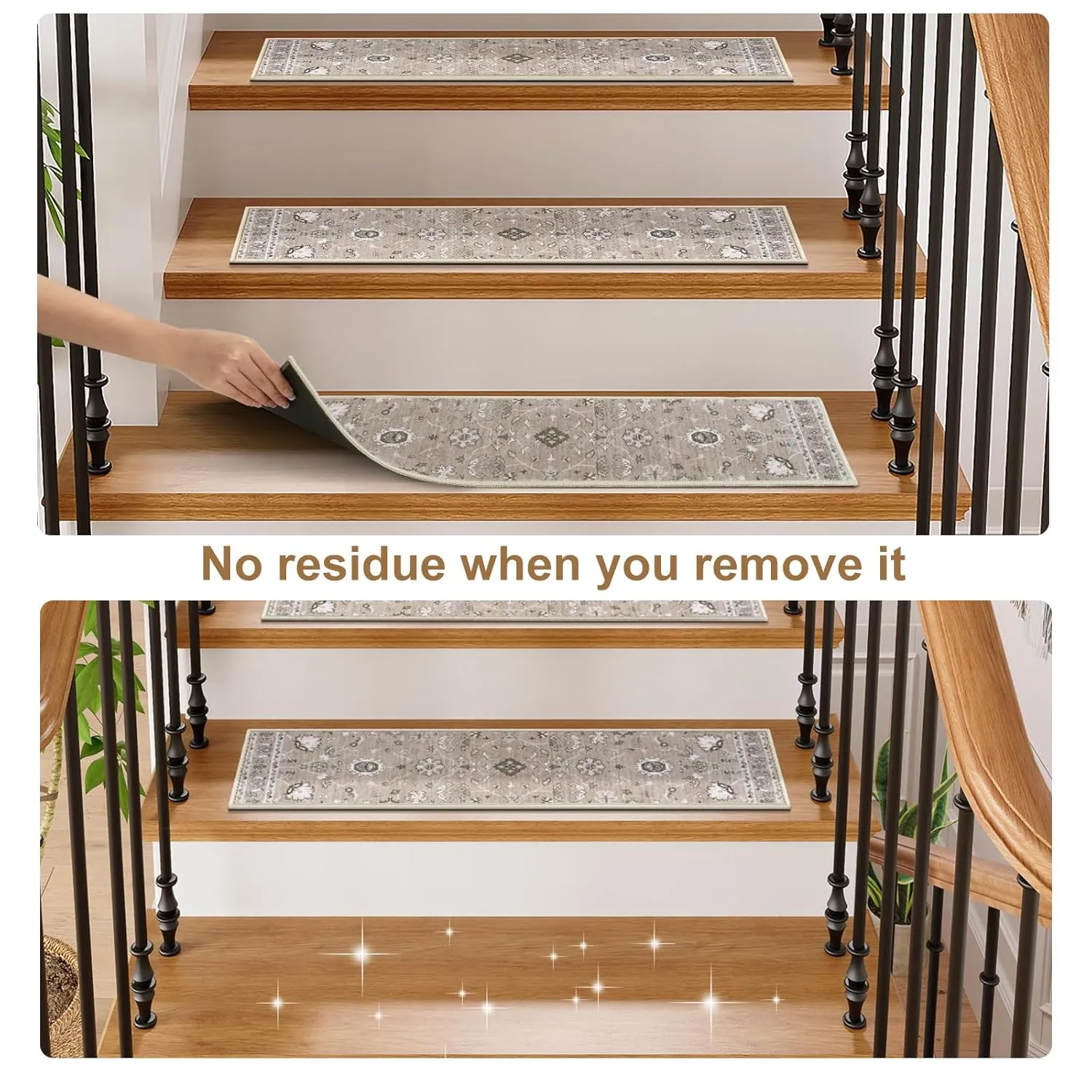 OJIA Stair Treads Carpet for Wooden Steps Stair Treads Non Slip Rubber Backing Soft Stairs Runner 15 Pack 30"x8" Safety Stair Rugs for Kids Elders and Pets 100% Polyester Stair Mats