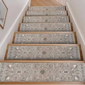 OJIA Stair Treads Carpet for Wooden Steps Stair Treads Non Slip Rubber Backing Soft Stairs Runner 15 Pack 30"x8" Safety Stair Rugs for Kids Elders and Pets 100% Polyester Stair Mats