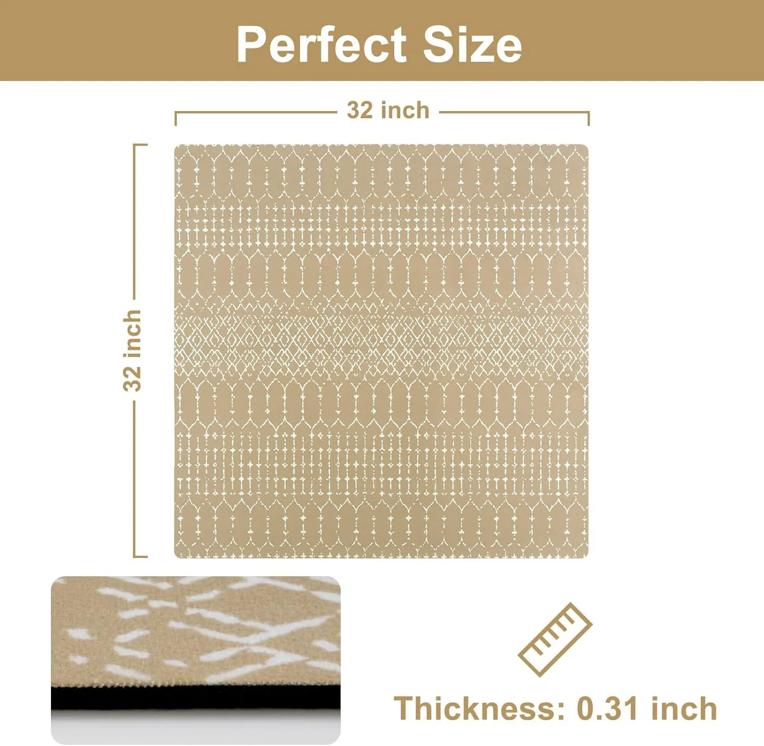 OJIA Stair Treads Non-Slip Matching Mat for Wooden Steps, Square Capet Stair Treads Rubber Backing Stair Runner Anti-Slip Stair Landing Mat 32x32 Inch Stair Rugs