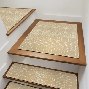 OJIA Stair Treads Non-Slip Matching Mat for Wooden Steps, Square Capet Stair Treads Rubber Backing Stair Runner Anti-Slip Stair Landing Mat 32x32 Inch Stair Rugs