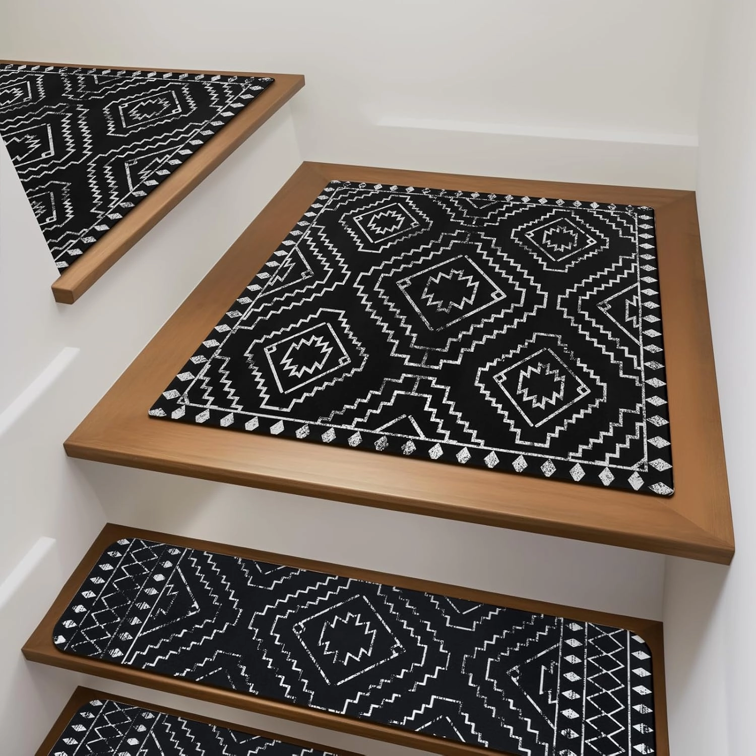 OJIA Stair Treads Non-Slip Matching Mat for Wooden Steps, Square Capet Stair Treads Rubber Backing Stair Runner Anti-Slip Stair Landing Mat 32x32 Inch Stair Rugs