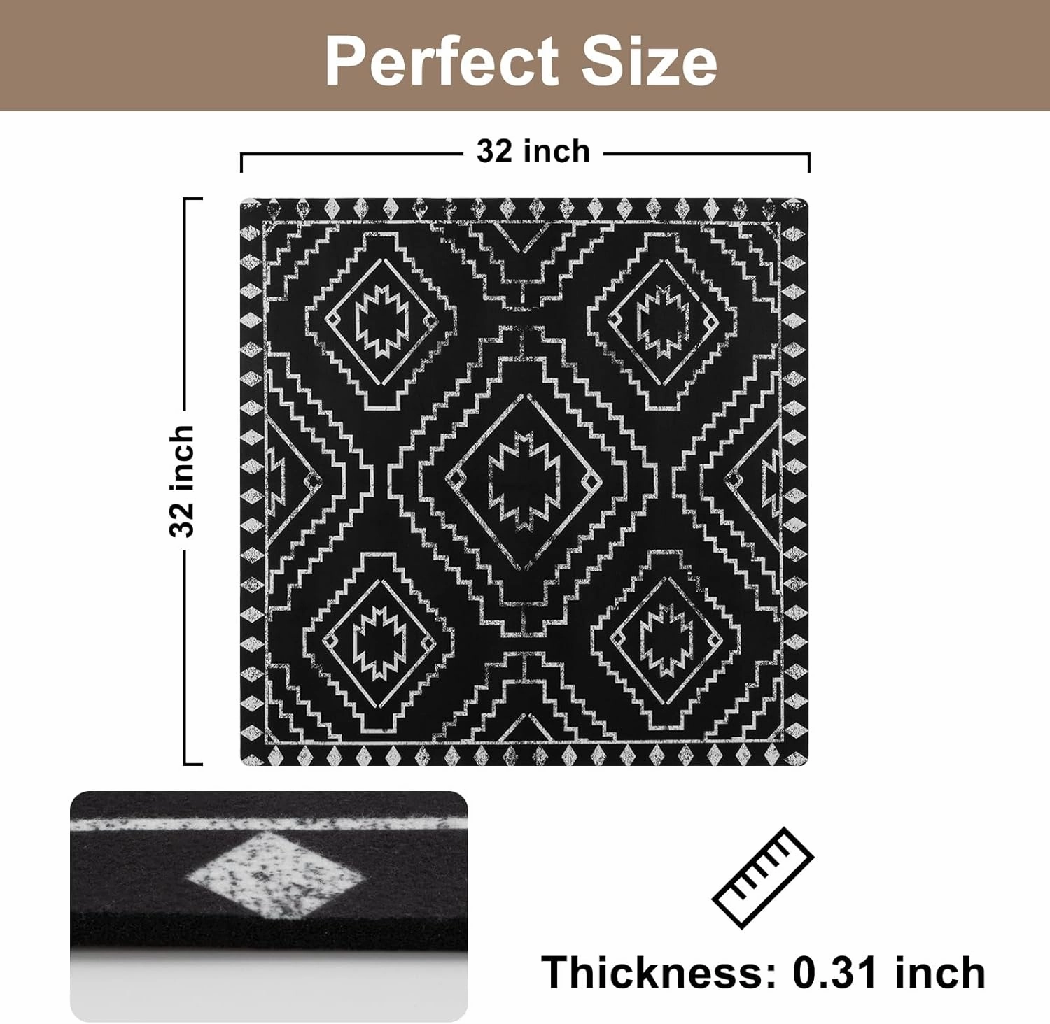 OJIA Stair Treads Non-Slip Matching Mat for Wooden Steps, Square Capet Stair Treads Rubber Backing Stair Runner Anti-Slip Stair Landing Mat 32x32 Inch Stair Rugs