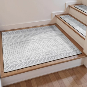 OJIA Stair Treads Non-Slip Matching Mat for Wooden Steps, Square Capet Stair Treads Rubber Backing Stair Runner Anti-Slip Stair Landing Mat 32x32 Inch Stair Rugs