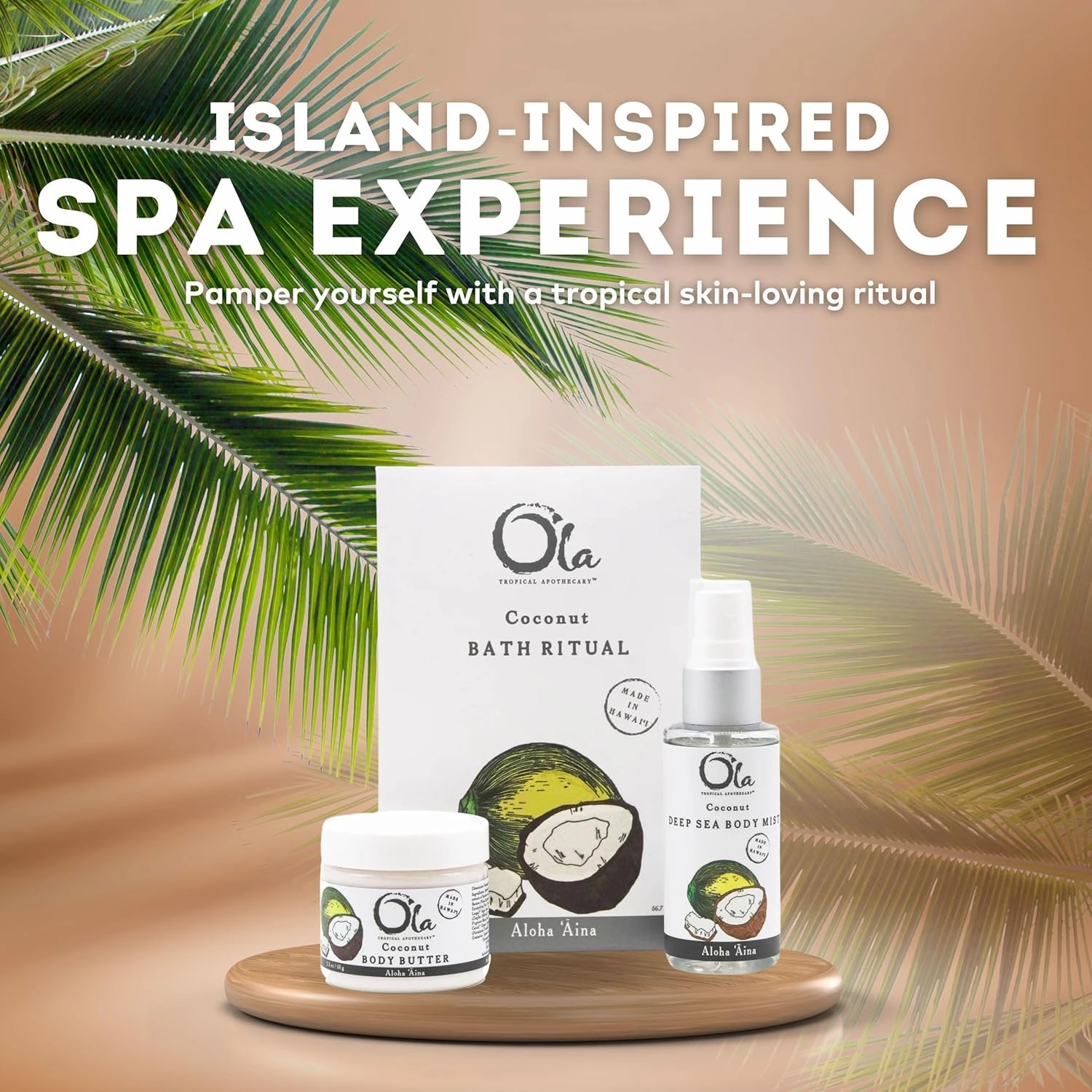 Ola Tropical Apothecary Coconut Gift Set - Body Butter, Deep Sea Mist, and Bath Ritual