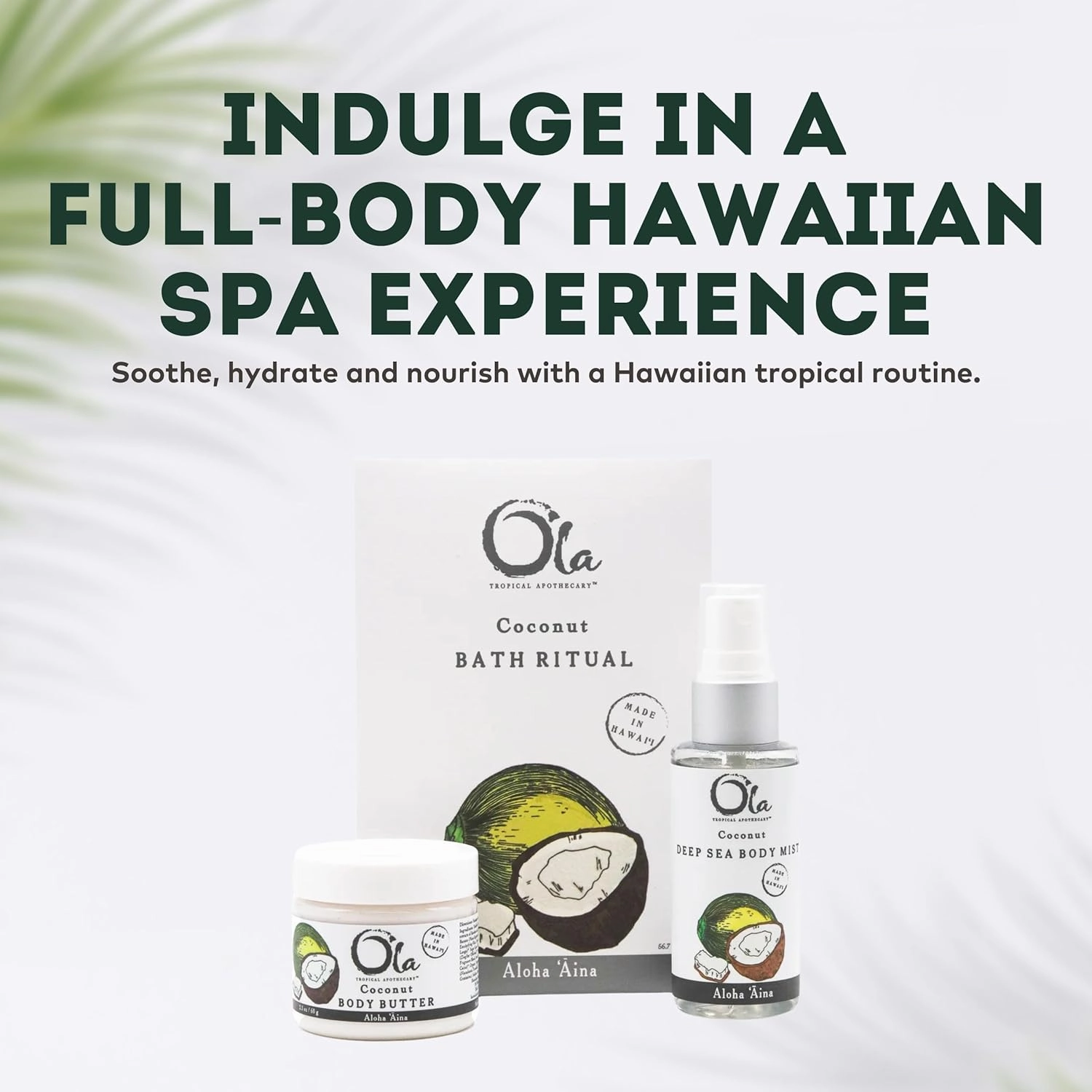 Ola Tropical Apothecary Coconut Gift Set - Body Butter, Deep Sea Mist, and Bath Ritual