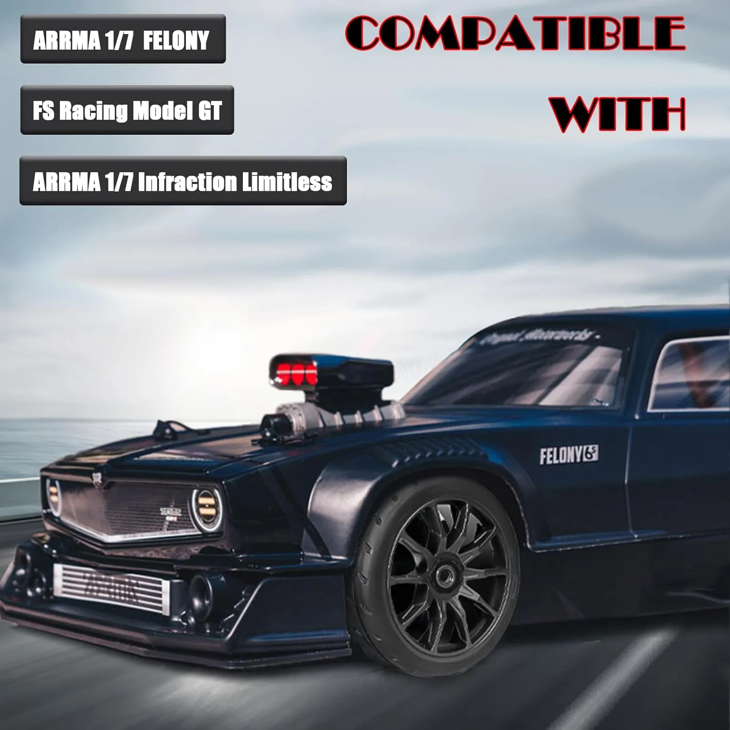 On Road Tire Tyre 17mm Wheel Rims for Arrma 1/7 Infraction Limitless Felony FS Racing Model GT RC Car Upgrade On Road Tyre 4Pcs One Set(4 Small Black)