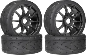 On Road Tire Tyre 17mm Wheel Rims for Arrma 1/7 Infraction Limitless Felony FS Racing Model GT RC Car Upgrade On Road Tyre 4Pcs One Set(4 Small Black)