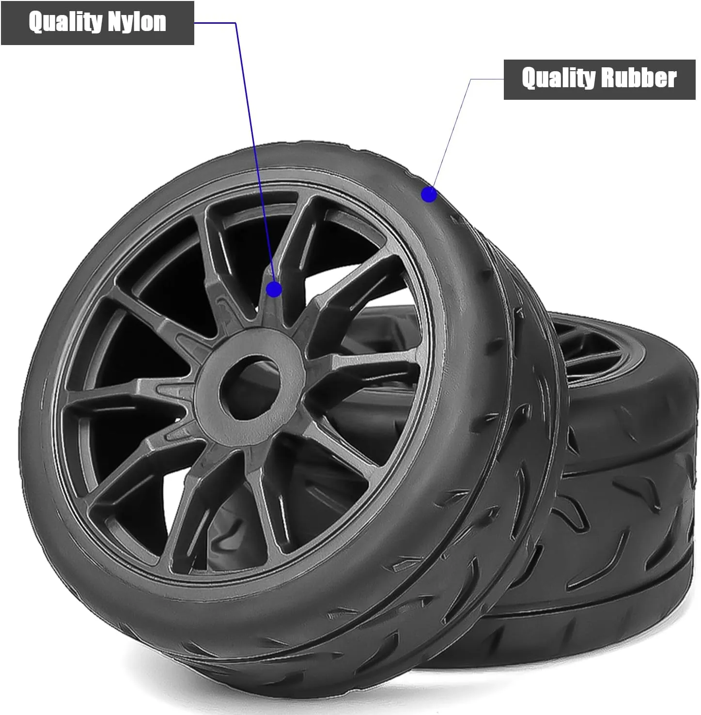 On Road Tire Tyre 17mm Wheel Rims for Arrma 1/7 Infraction Limitless Felony FS Racing Model GT RC Car Upgrade On Road Tyre 4Pcs One Set(4 Small Black)