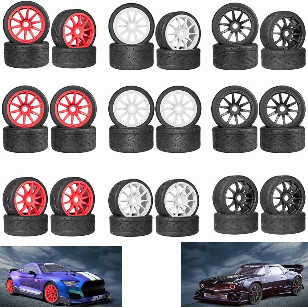 On Road Tire Tyre 17mm Wheel Rims for Arrma 1/7 Infraction Limitless Felony FS Racing Model GT RC Car Upgrade On Road Tyre 4Pcs One Set(4 Big)