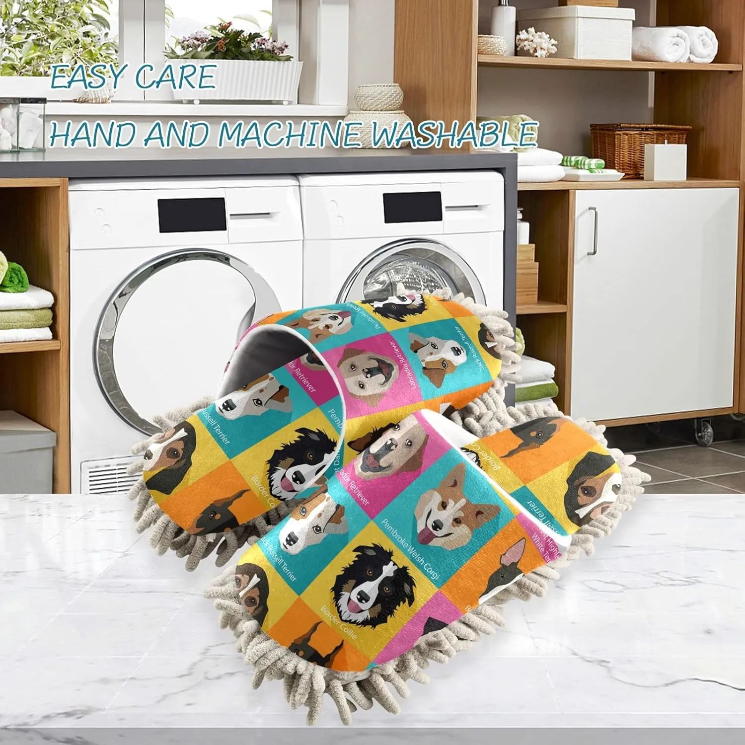 Oyihfvs Mop Slippers Shoes, Unisex Cleaning House Slippers Spa Dusting Slippers M-L
