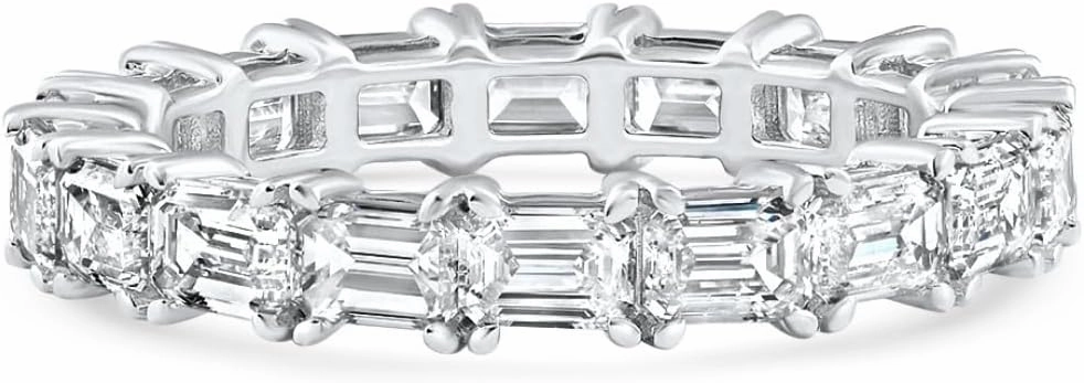 P3 POMPEII3 Pompeii 3-6 Ct East West Emerald Cut Diamond Eternity Wedding Ring 14k Gold Lab Grown - Size 4.5 (F/G,VS1-VS2)