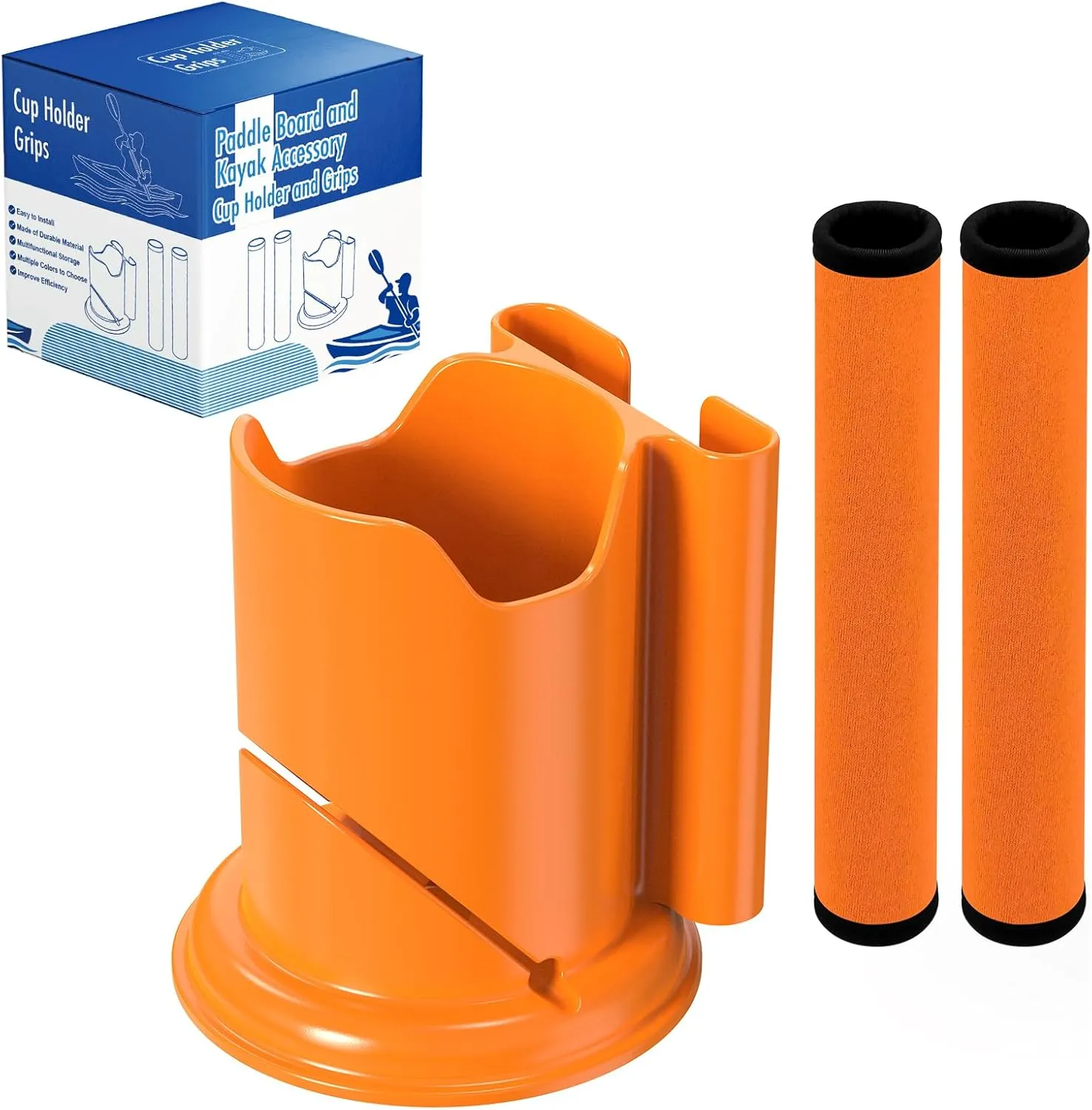 Paddle Board and Kayak Cup Holder, Paddle Grips, Paddle Board and Kayak Accessories Kit (Orange)