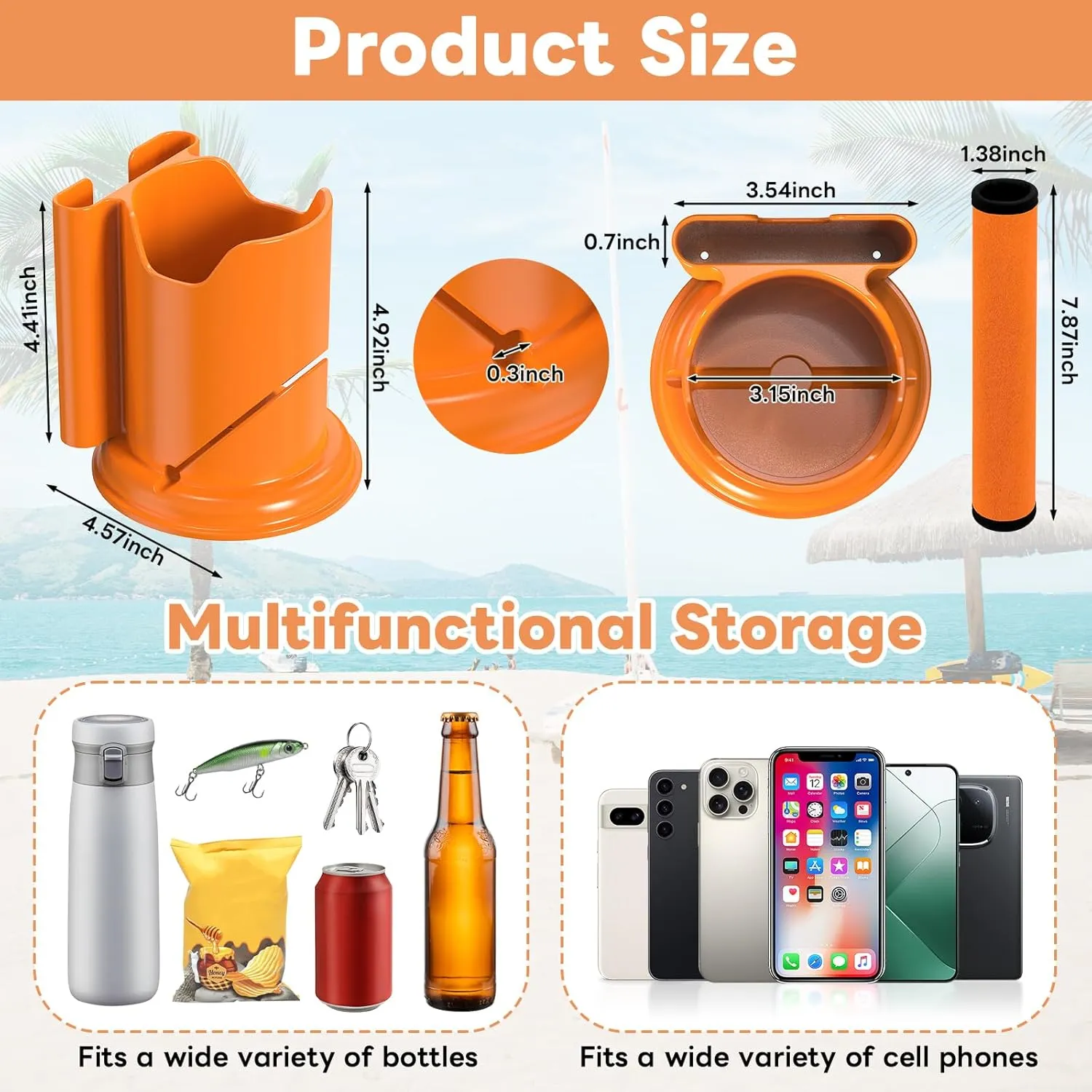 Paddle Board and Kayak Cup Holder, Paddle Grips, Paddle Board and Kayak Accessories Kit (Orange)