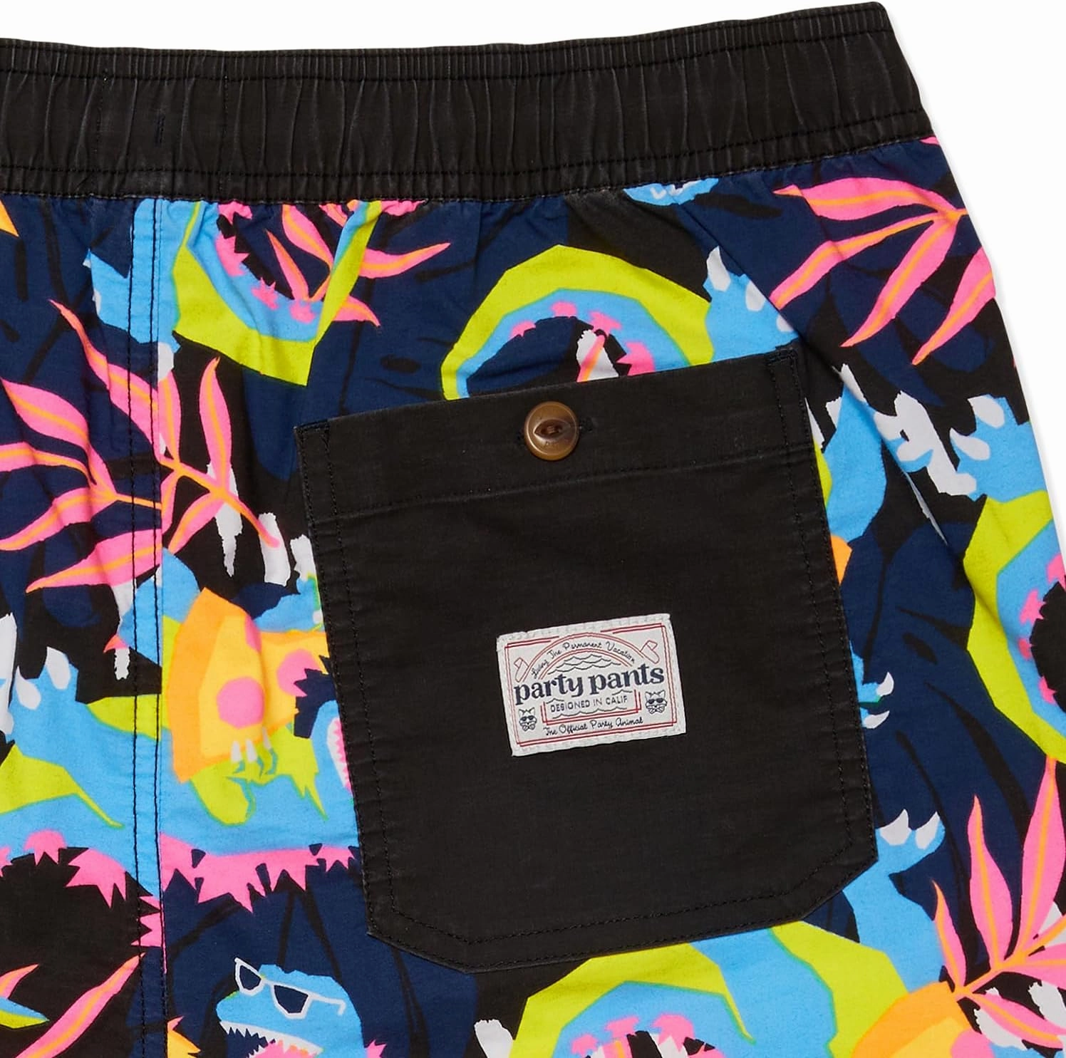 Party Pants USA Men’s Swim Trunks, Characters, Stretch Swimming Board Shorts, 5.5” Inseam