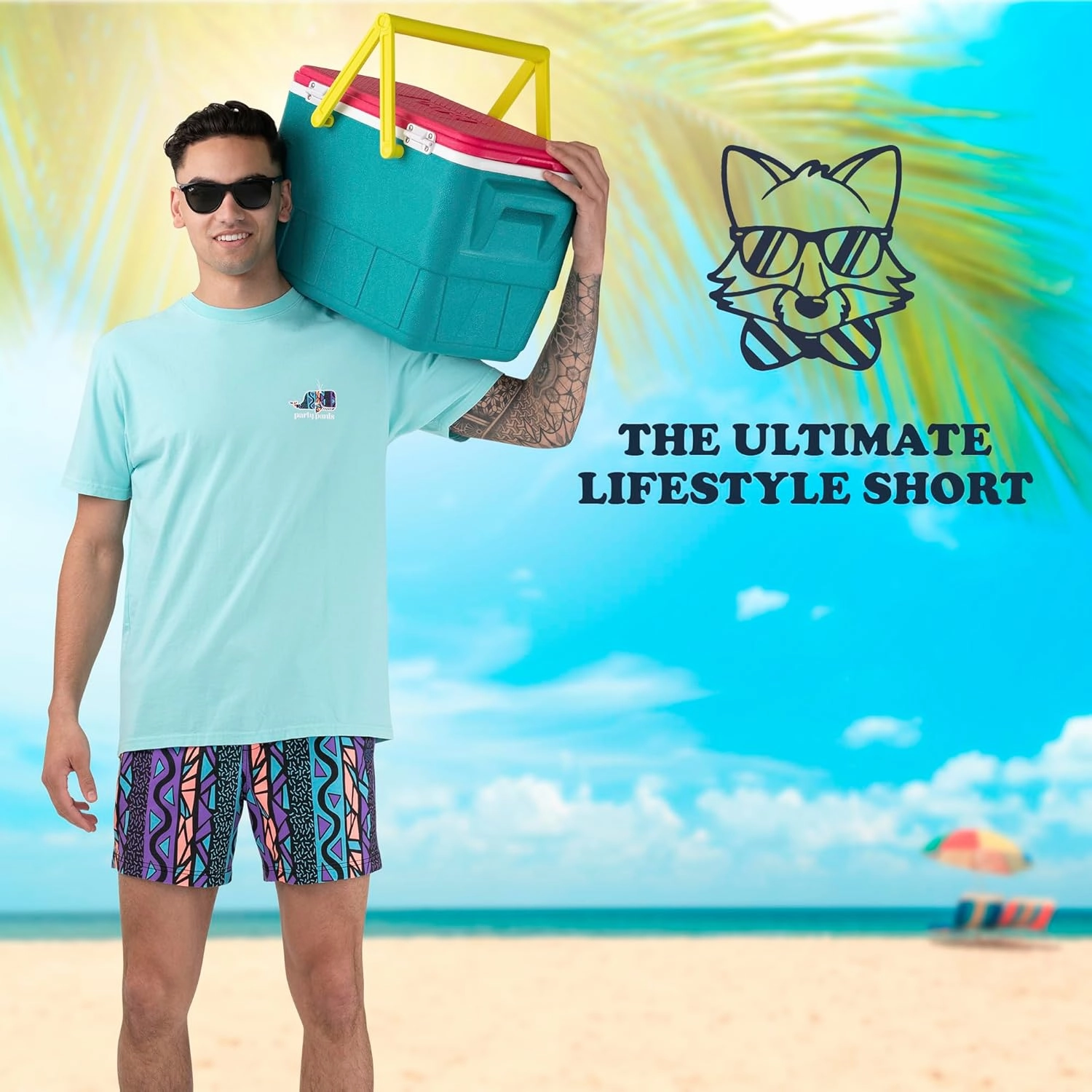 Party Pants USA Men’s Swim Trunks, Characters, Stretch Swimming Board Shorts, 5.5” Inseam