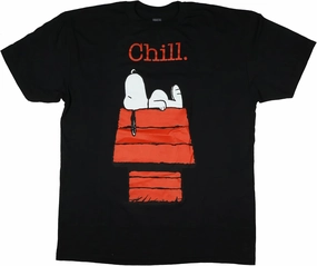 Peanuts Snoopy T-Shirt Men's Chill Period Dog House Design Adult Short Sleeve Crewneck Tee