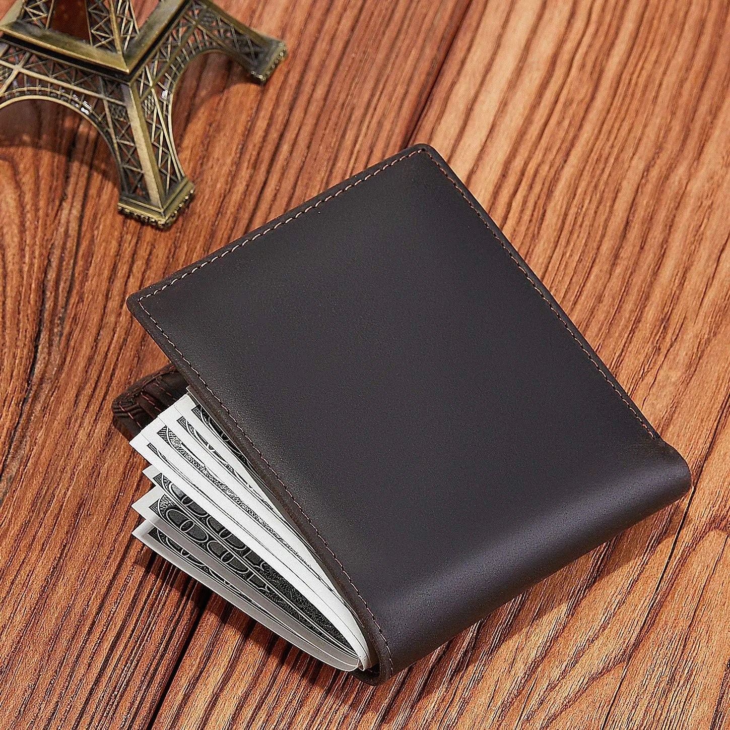 Personalized Engraved Leather Wallet for Boyfriend Husband from Wife Girlfriend - I Love You - Mens Custom Love Message Bifold Wallets - Valentines Day Christmas Birthday Anniversary Wedding Gift