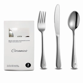 Personalized Cutlery Set of 3, Kids Dinosaur Utensils Engraved Spoon Knife Fork Set - Children's Stainless Steel Cutlery Set for Kitchen Gift for Children, Kids Size 9inch
