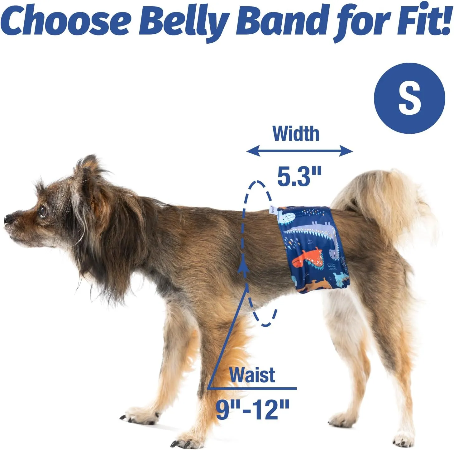 Pet Soft Dog Belly Band - 3 Packs Reusable Dog Diapers Male|Male Dog Diapers Belly Wraps - Washable Dog Belly Bands for Male Dogs(Dino, S)