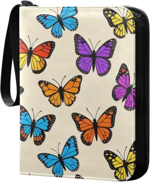 photo album Trading Card Binder with double sided removable sleeves for game, baseball cards collection Animal Colorful Butterfly