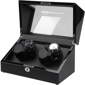 Piano Paint Automatic Watch Winder Box, 5 Roating Mode, Watch Display Storage Box, Mute Motor, Transparent Window, Contains Watch Pillow (4 0)