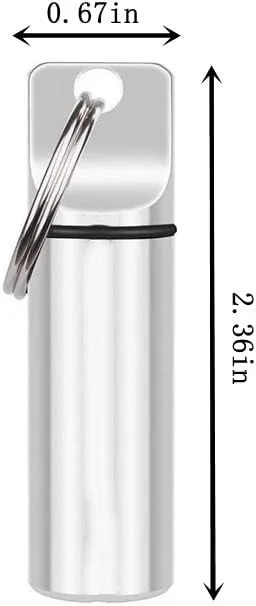 Pill Box, Mini Size Pill Holder for Outdoor Travel, Waterproof and Light Weight Pill Case Holder, Pill Fob, Small Pill Organizer (Black-2Pack/Silver-2Pack)