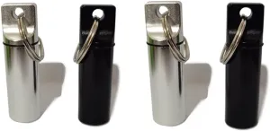 Pill Box, Mini Size Pill Holder for Outdoor Travel, Waterproof and Light Weight Pill Case Holder, Pill Fob, Small Pill Organizer (Black-2Pack/Silver-2Pack)