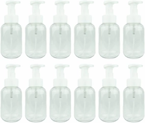 Plastic Clear 10oz Foam Soap Spray Bottle: 12 pack - Empty Spray Bottles - Clear Refillable Container for Water, Essential Oils, Hair, Adjustable Head Sprayer and Stream