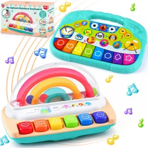 PLAY Baby Musical Toys - Toddler Piano Toy Keyboard Baby Piano & Rainbow Piano Toys Infant Piano with Animals Sound Early Learning Educational Interactive Musical Gift Toy for 1 Year Old Boys Girls