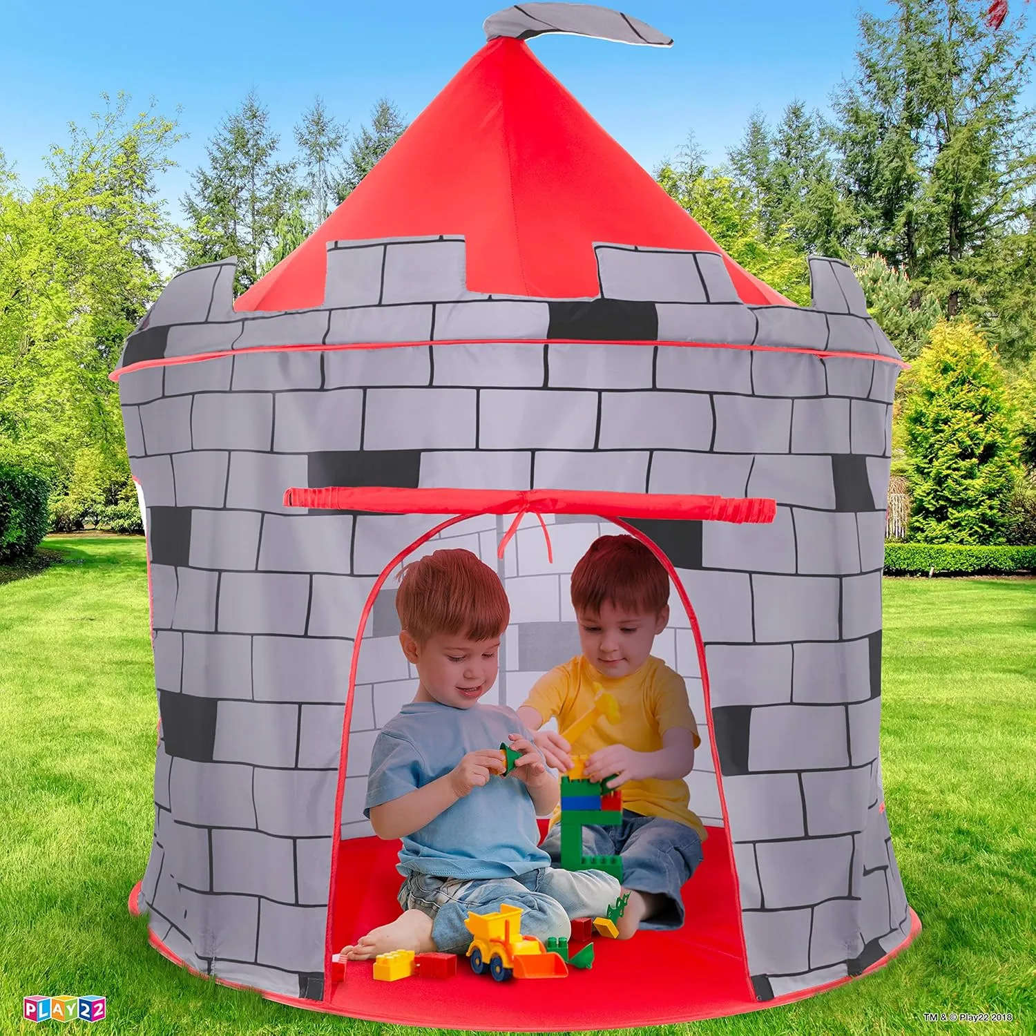 Play22 Kids Play Tent Knight Castle - Portable Pop Up Tent - Foldable into Carrying Bag - Childrens Play for Indoor & Outdoor Use - Playhouse for Boys & Girls