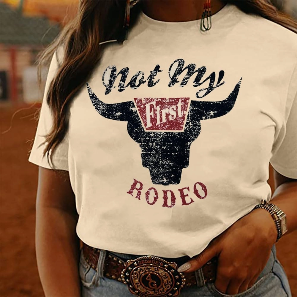 Plus Size Cowboy Shirt Cowgirls Tshirt Retro Rodeo Western Tops Country Music Tees Casual Holiday Concert Outfit(2-5X)