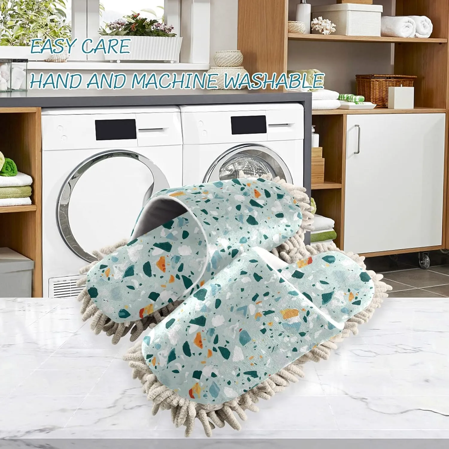 Poeticcity Mop Slippers Shoes, Unisex Cleaning House Slippers Spa Dusting Slippers M-L