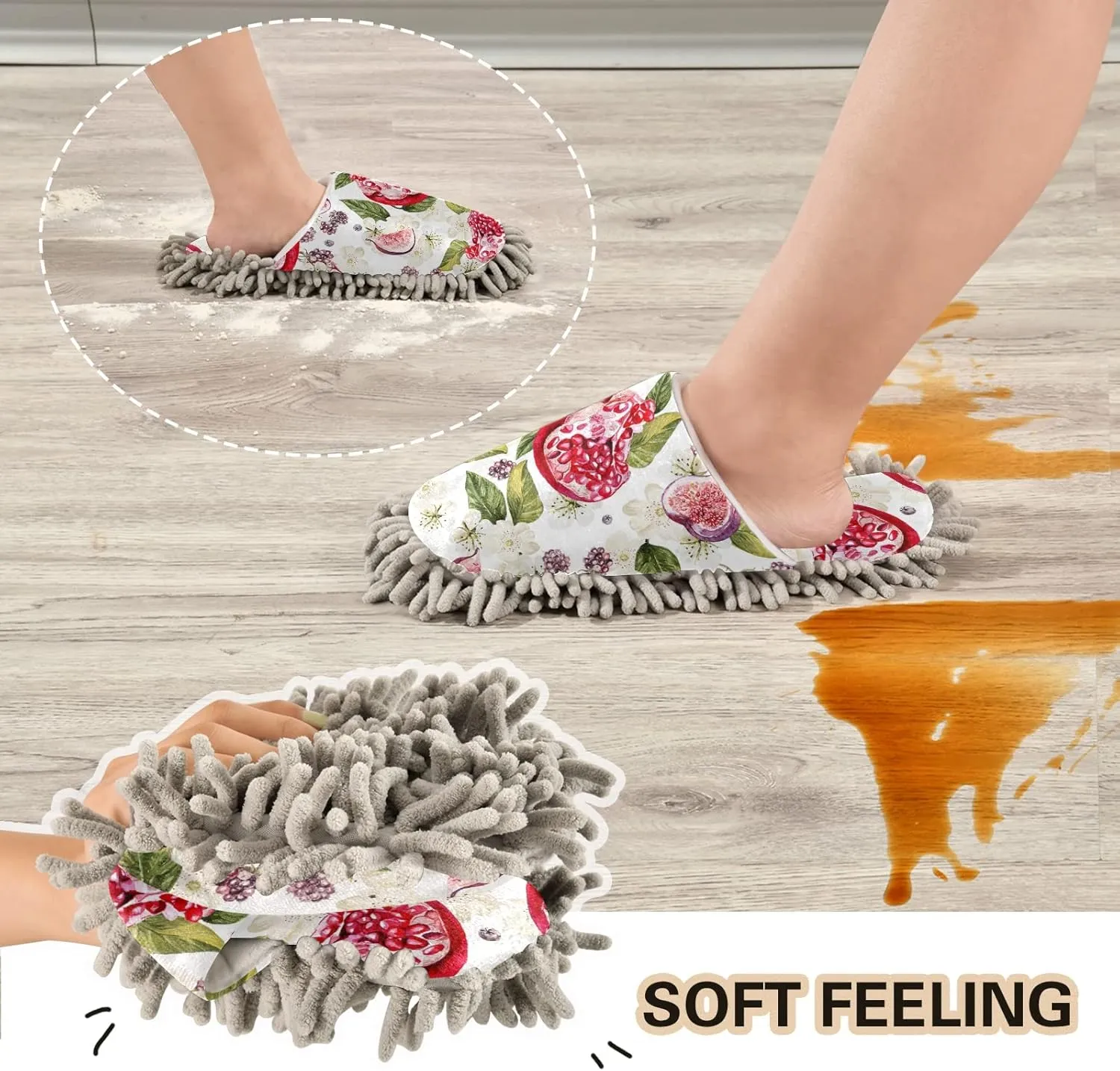 Poeticcity Mop Slippers Shoes, Unisex Cleaning House Slippers Spa Dusting Slippers M-L