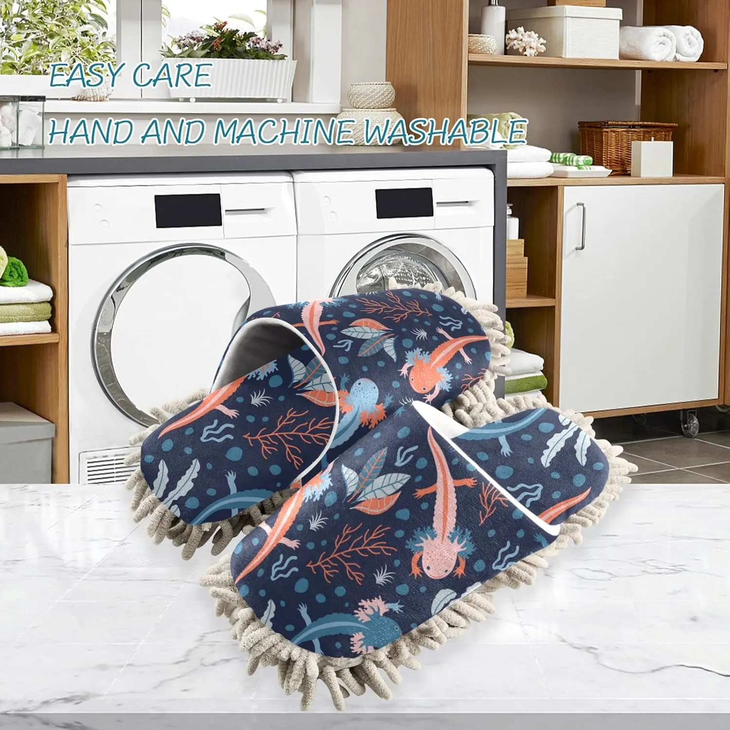 Poeticcity Mop Slippers Shoes, Unisex Cleaning House Slippers Spa Dusting Slippers M-L