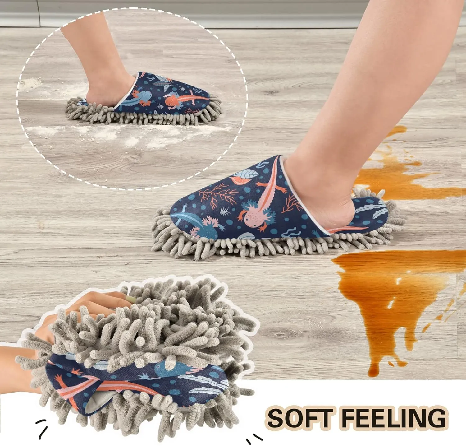 Poeticcity Mop Slippers Shoes, Unisex Cleaning House Slippers Spa Dusting Slippers M-L