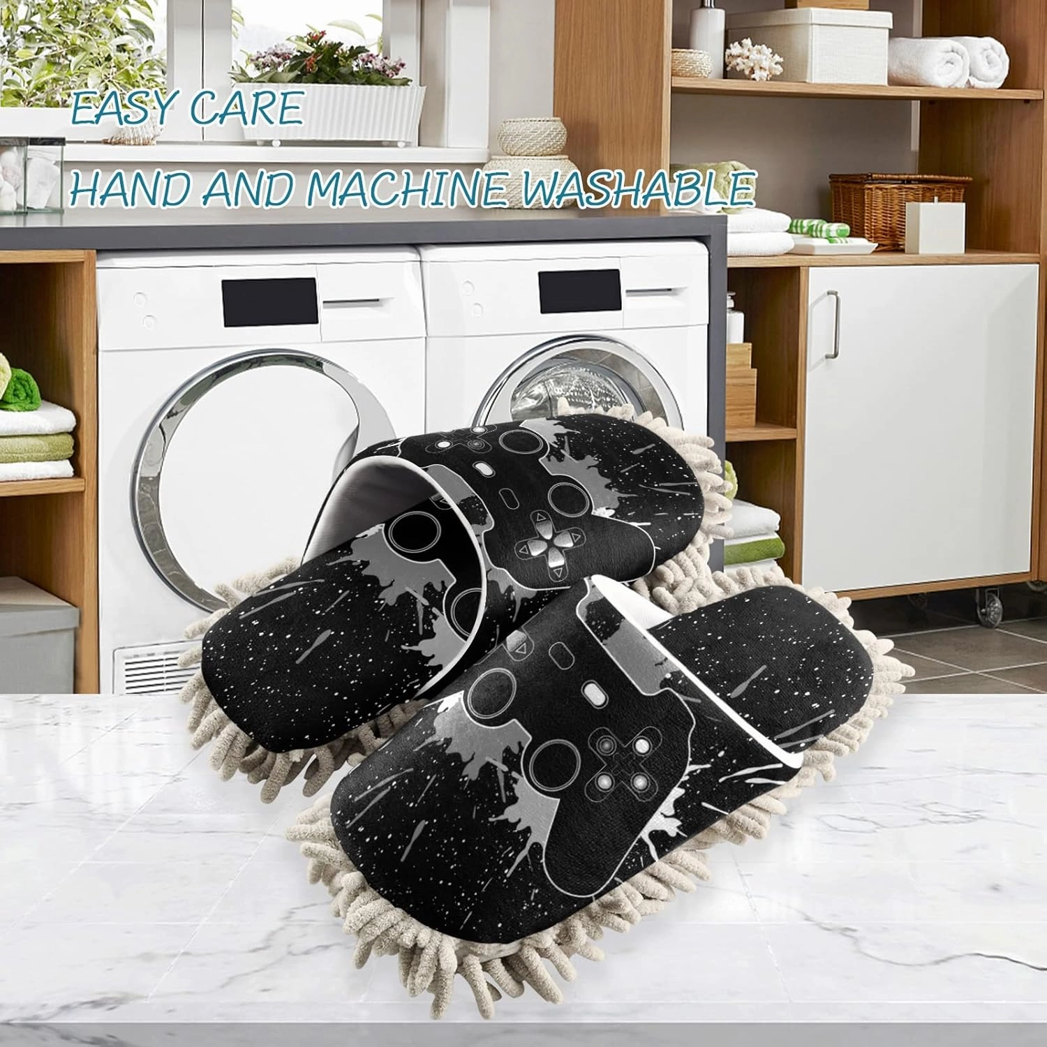 Poeticcity Mop Slippers Shoes, Unisex Cleaning House Slippers Spa Dusting Slippers M-L