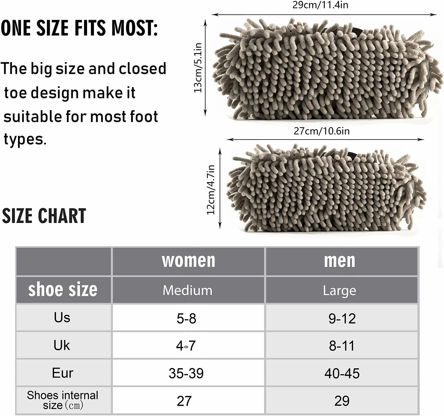 Poeticcity Mop Slippers Shoes, Unisex Cleaning House Slippers Spa Dusting Slippers M-L