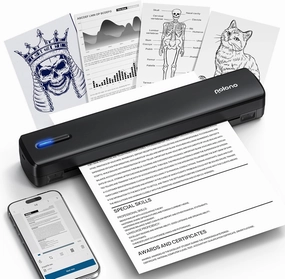 POLONO Portable Printer Wireless for Travel, D810 Bluetooth Thermal Printer Support for 8.5"x11" US Letter, Inkless Compatible with iOS, Android, Laptop for Office, Car and Home, Black