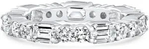 Pompeii 3Ct Emerald & Round Cut Diamond Eternity Wedding Ring 14k Gold Lab Grown (F/G,VS1-VS2)