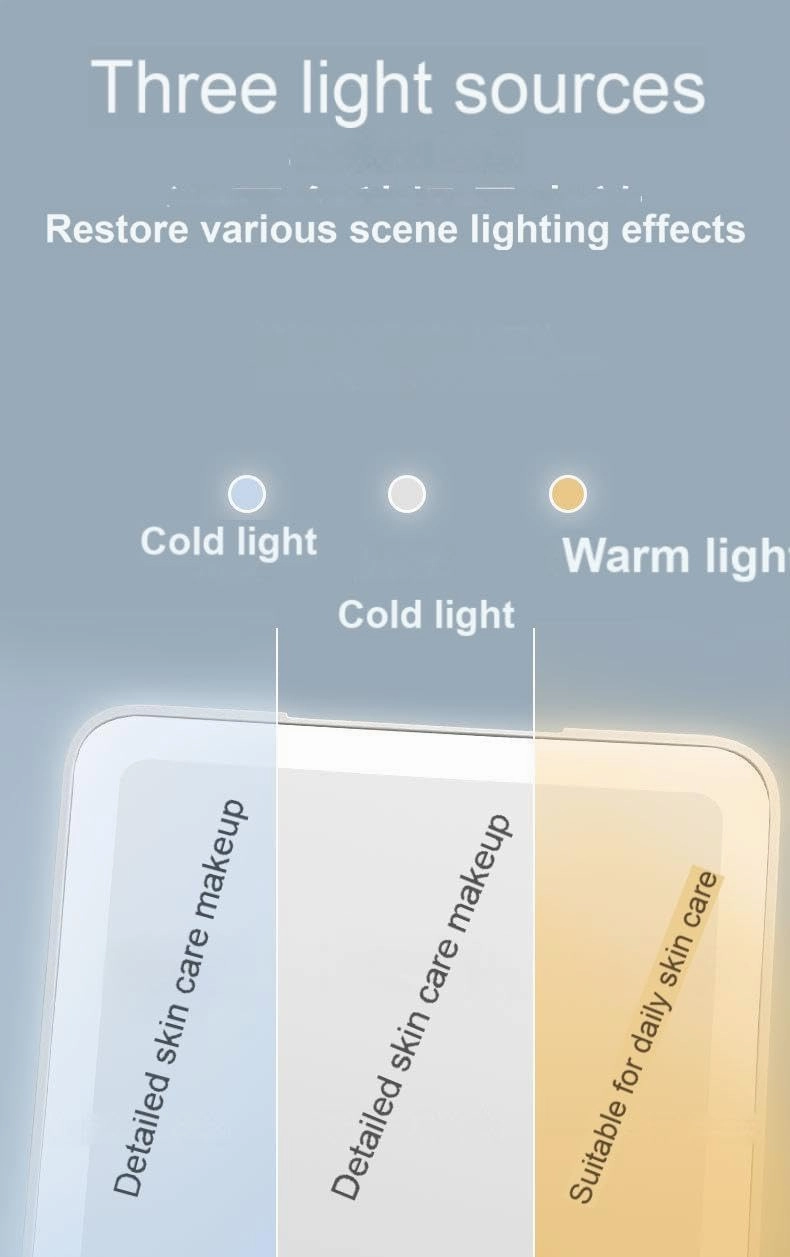 Portable Makeup Mirror, 3 Color Lighting, Adjustable Touch Screen, Desktop LED Foldable, Best Gift for Women (Warm Light)
